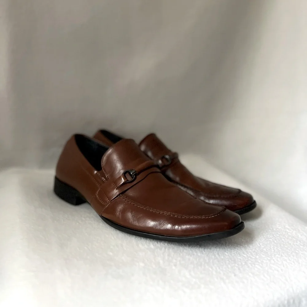 Steve Madden Size 10 1/2 Brown Leather Slip On Mens Shoes